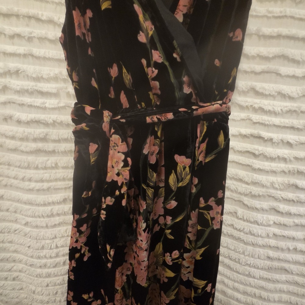 Baltic Born Lennon Black Velvet Floral Maxi Dress Lined NWT Sz XL - Picture 4 of 8